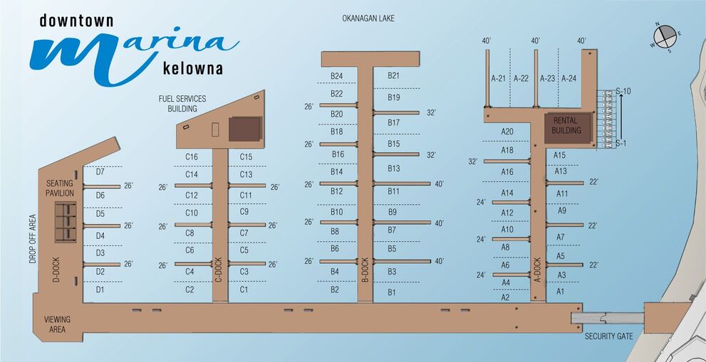 Downtown Kelowna has moorage slips in all different sizes to match your needs